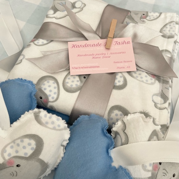 Hand Crafted Other - Set of 2 Receiving Baby Blanket / Animals Flannel Blanket / Blue Flannel Blanket